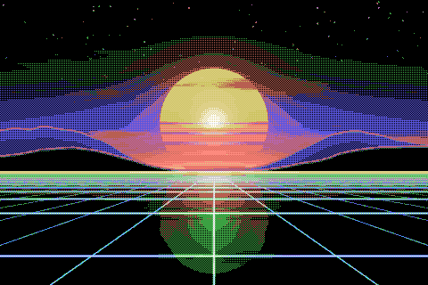 The sample sunset dithered to the MSX palette with Bayer 2×2