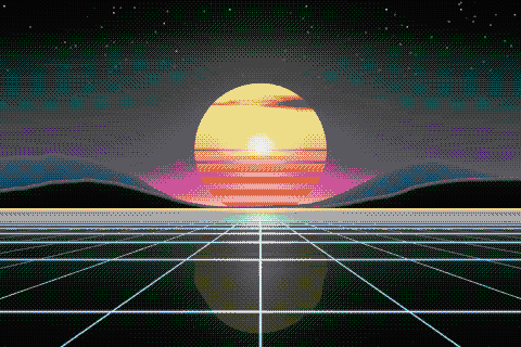 The sample sunset dithered to the NES palette with Bayer 4×4