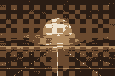 The sample sunset dithered to the Sepia palette with Bayer 8×8