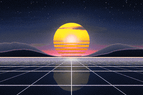 The sample sunset dithered to the PICO-8 palette with Blue Noise