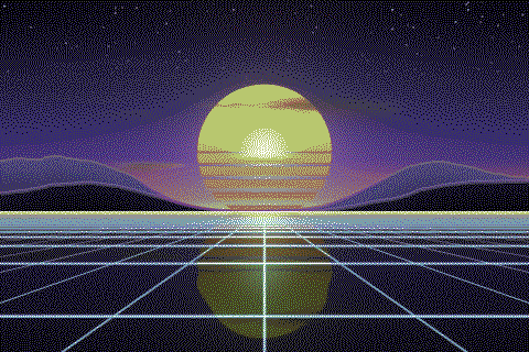 The sample sunset dithered to the Commodore 64 palette with Floyd–Steinberg