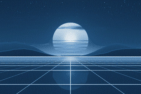 The sample sunset dithered to the Cyanotype palette with Floyd–Steinberg