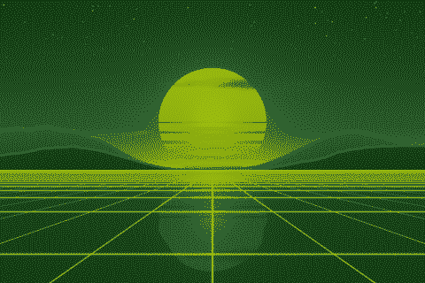 The sample sunset dithered to the Game Boy palette with Floyd–Steinberg
