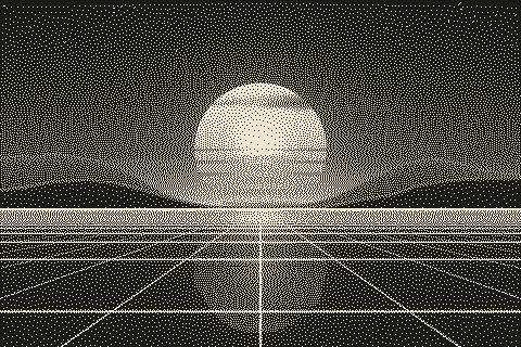 The sample sunset dithered to the Newsprint palette with Floyd–Steinberg