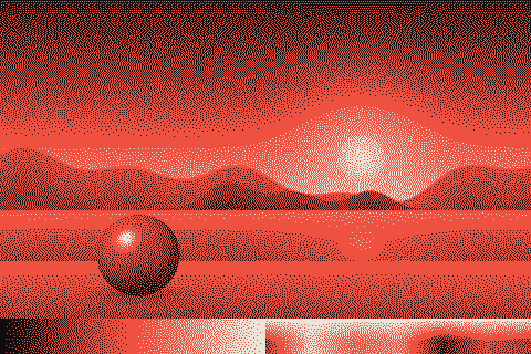 The sample image dithered with the Darkroom palette