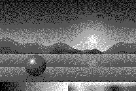 The sample image dithered with the Grayscale 4 palette