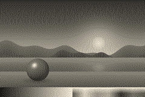 The sample image dithered with the Newsprint palette